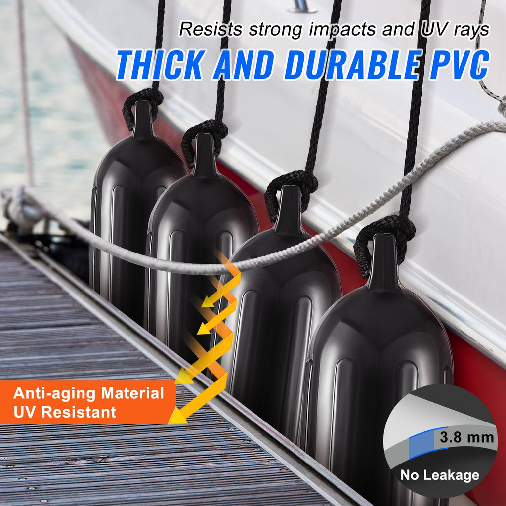 Boat Fenders Inflatable Ribbed Boat Bumpers for Docking 16.5 cm x 58.4