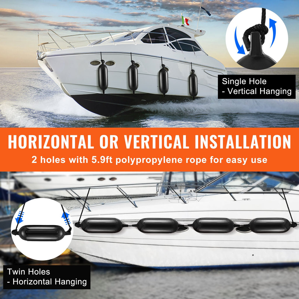 Boat Fenders Inflatable Ribbed Boat Bumpers for Docking 16.5 cm x 58.4