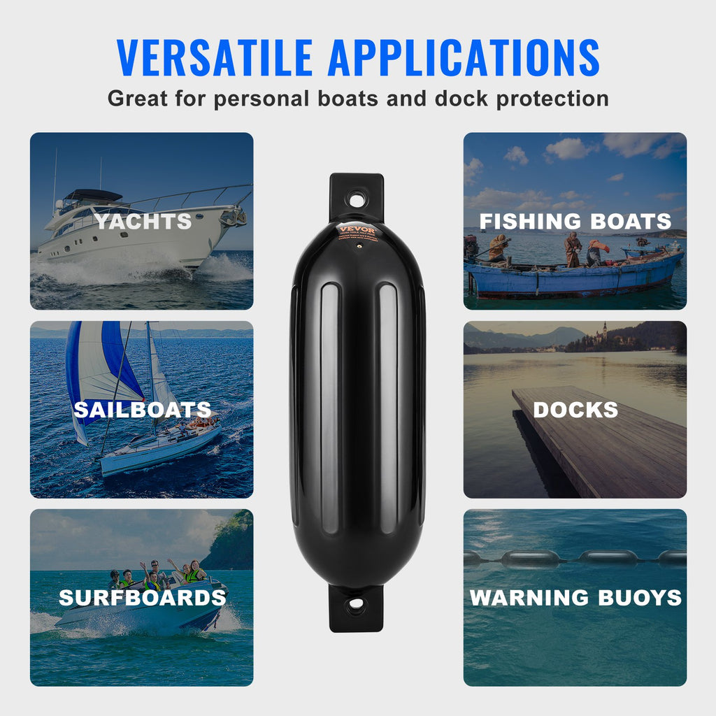 Boat Fenders Inflatable Ribbed Boat Bumpers for Docking 16.5 cm x 58.4