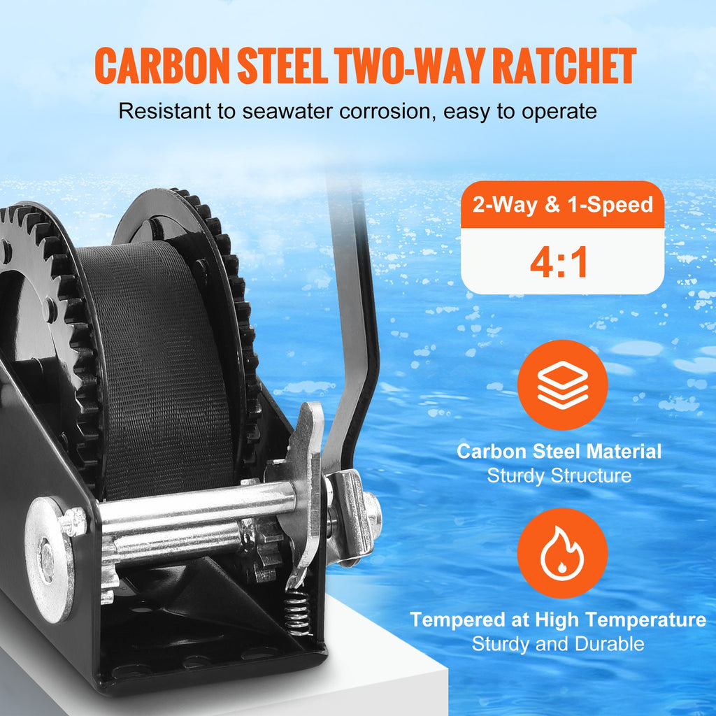 Hand Winch, 2000 lbs Pulling Capacity, Boat Trailer Winch Heavy Duty