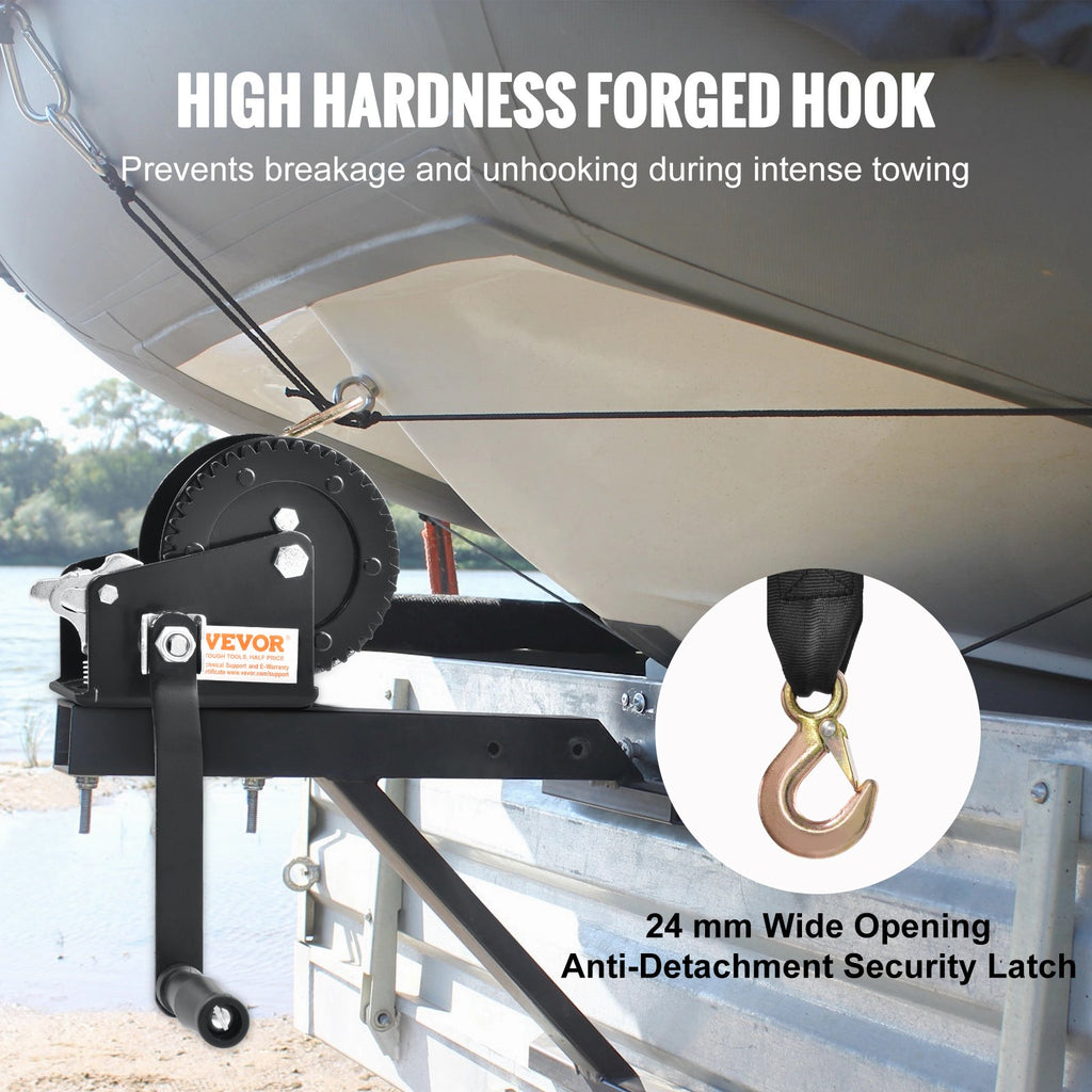 Hand Winch, 2000 lbs Pulling Capacity, Boat Trailer Winch Heavy Duty