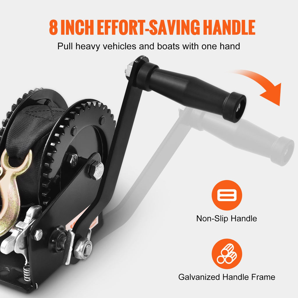 Hand Winch, 2000 lbs Pulling Capacity, Boat Trailer Winch Heavy Duty