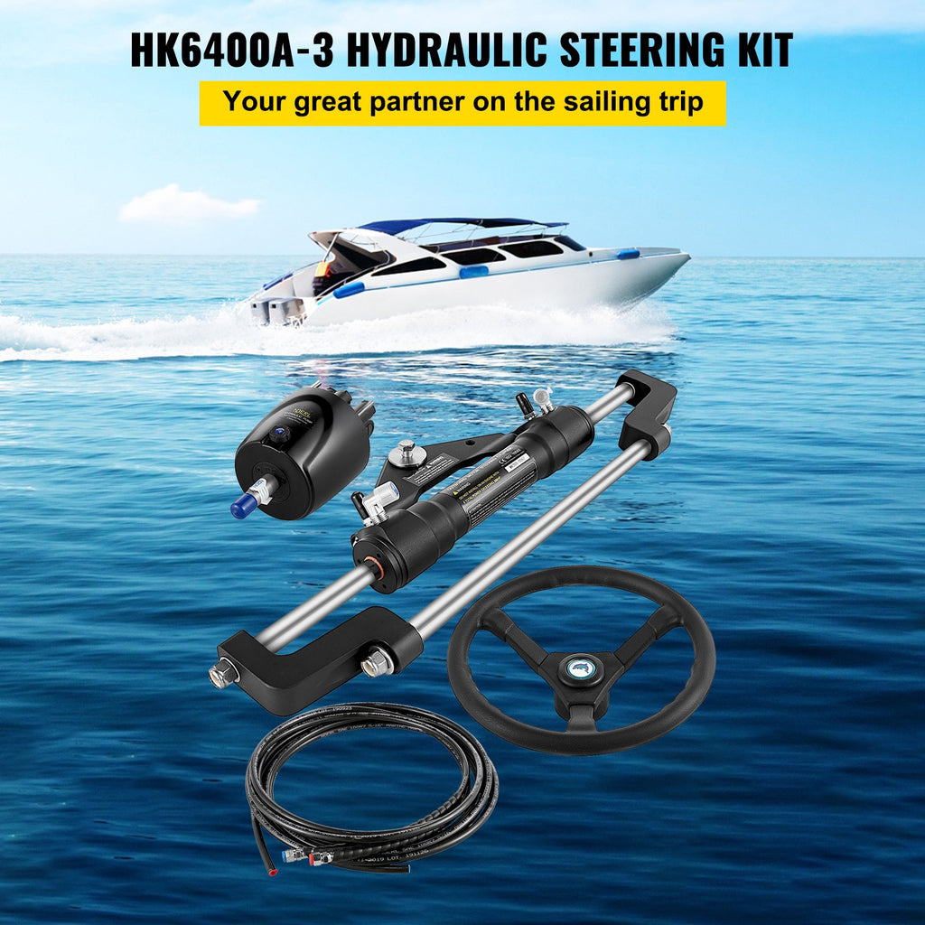 Hydraulic Boat Steering Kit, 300HP Hydraulic Steering Helm Pump,