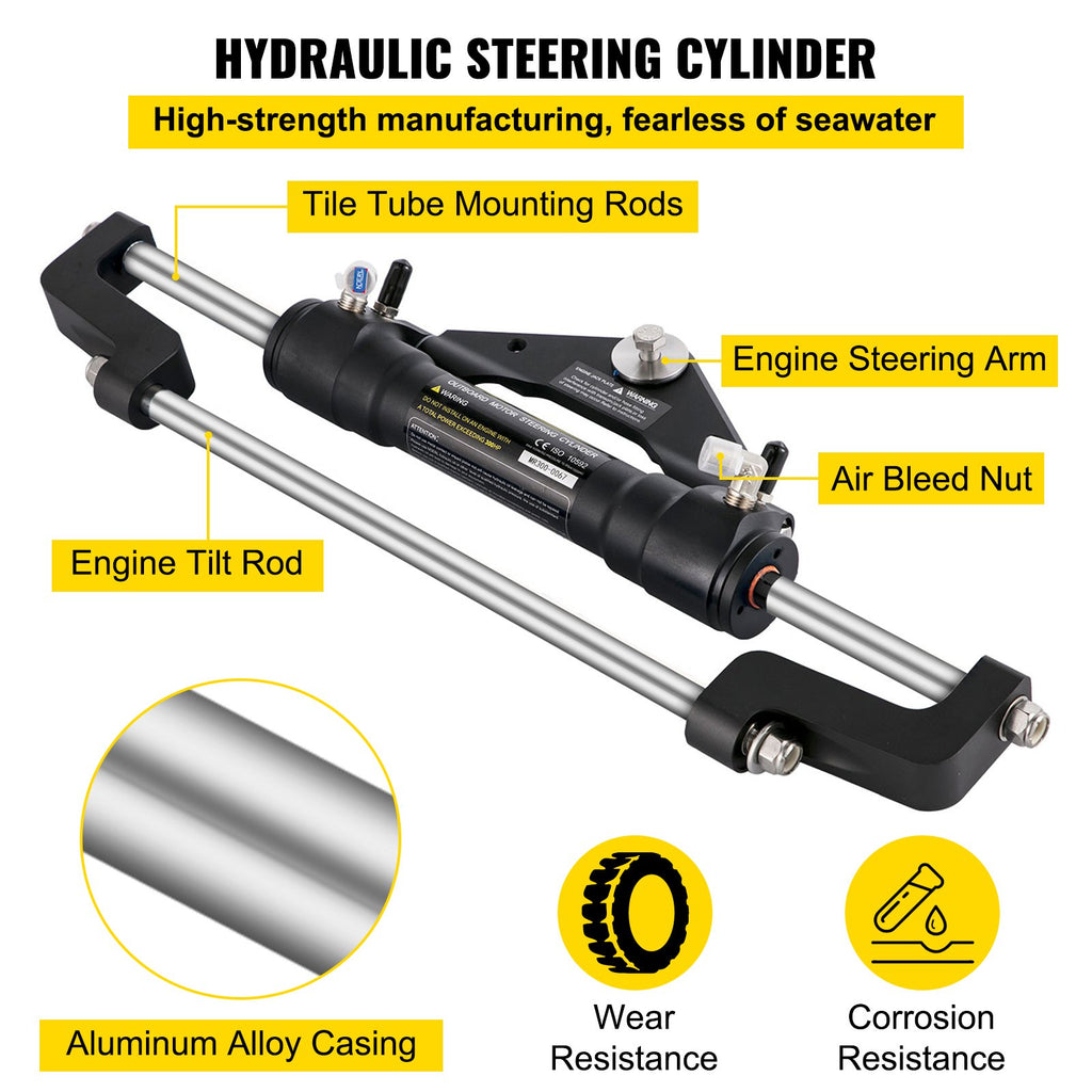 Hydraulic Boat Steering Kit, 300HP Hydraulic Steering Helm Pump,