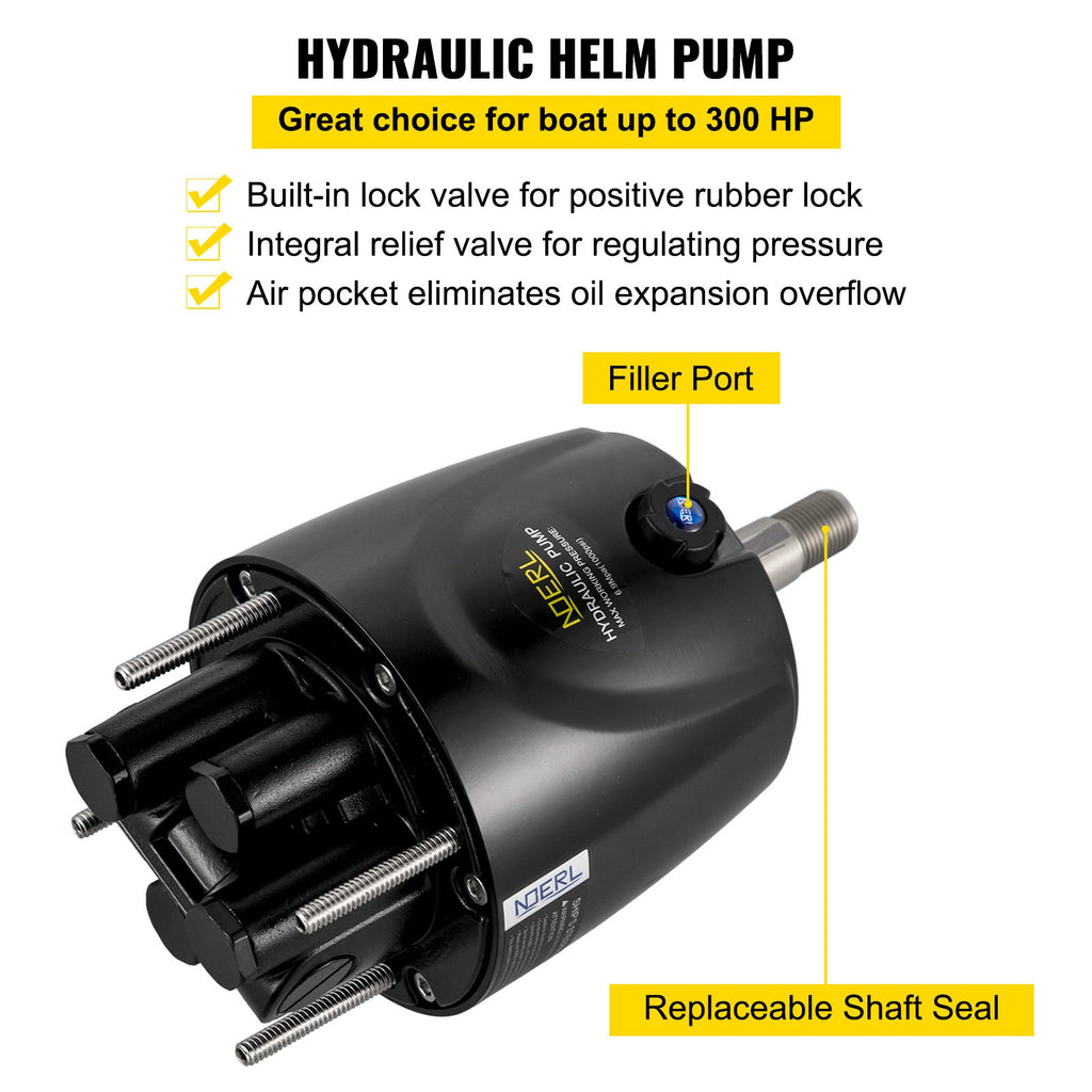 Hydraulic Boat Steering Kit, 300HP Hydraulic Steering Helm Pump,