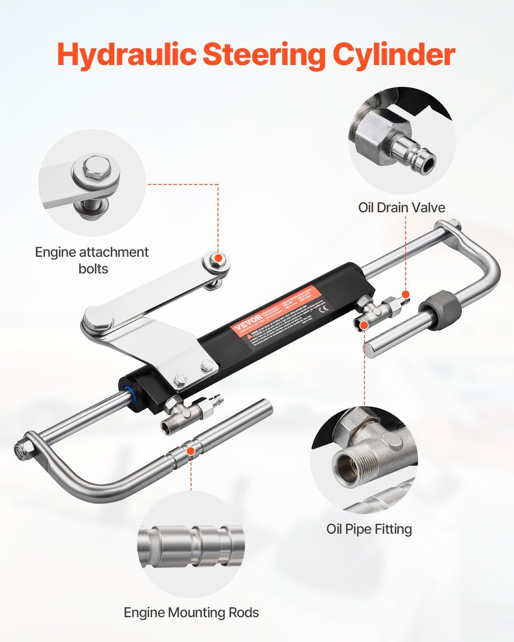 90HP Hydraulic Outboard Steering Kit, Marine Boat Hydraulic Steering