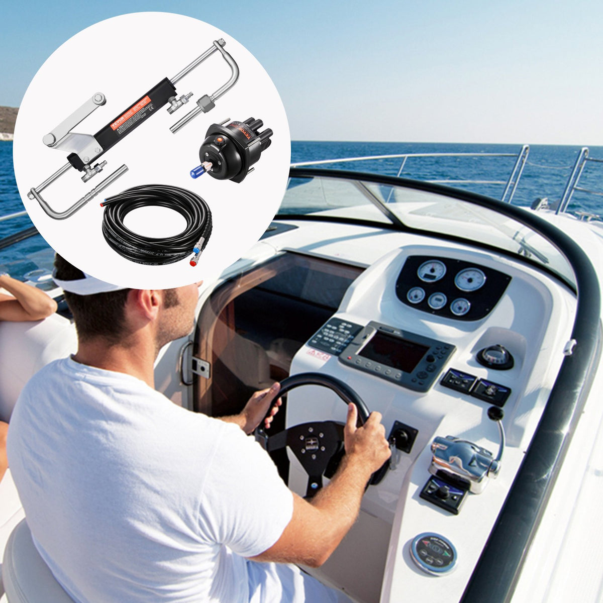 90HP Hydraulic Outboard Steering Kit, Marine Boat Hydraulic Steering